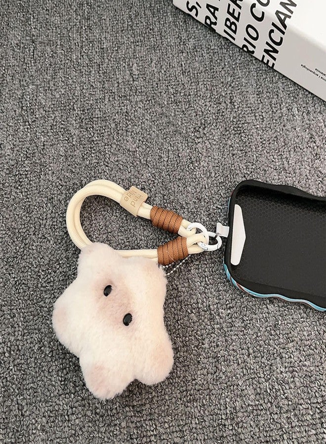vrawas Plush Keychain for Women, Cute Keychain Squeaky Bag Charms, Star Shaped Purse Charms for Handbags,Kawaii Cute Stuff Gift for Teens & Girls(White) - Image 3